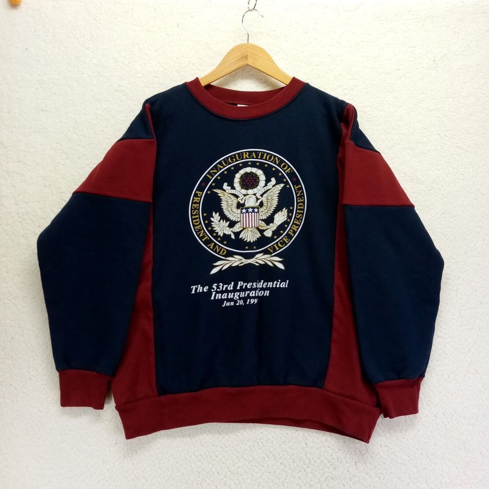 VTG Sweatshirt‎ 1997 Clinton Presidential Inauguration XL Colorblock Cotton/Poly
